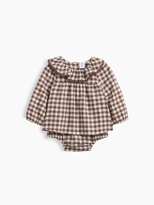 Baby Gingham Flannel Bodysuit Dress